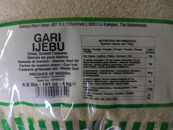 MP weiße Gari Ijebu - Maniokmehl 4kg Nettogewicht